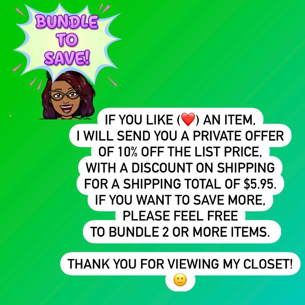 Like (❤️) an item for a private offer of 10% off list price + reduced shipping.